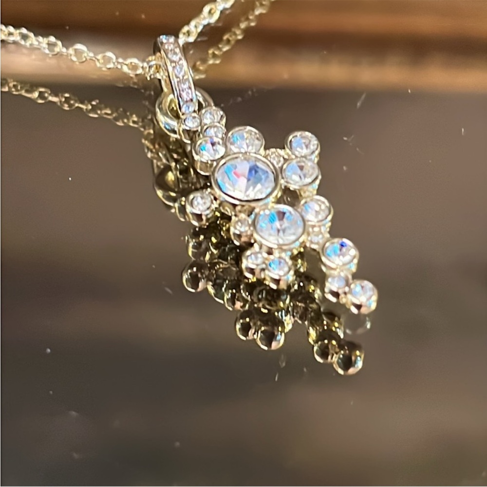 Gold Crystal Pendant Charm Necklace